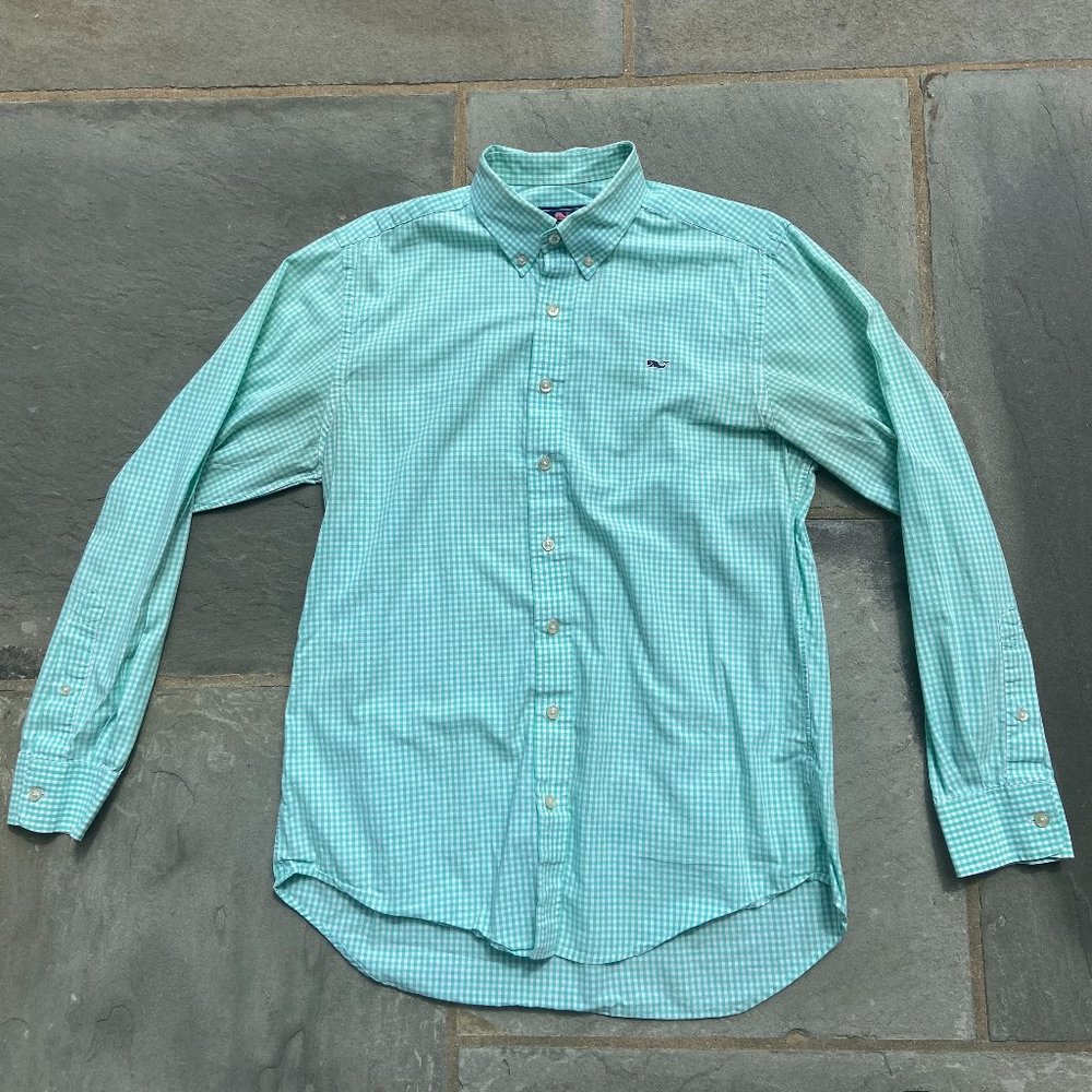 Vineyard Vines Slim Fit Whale Shirt Green Checkered